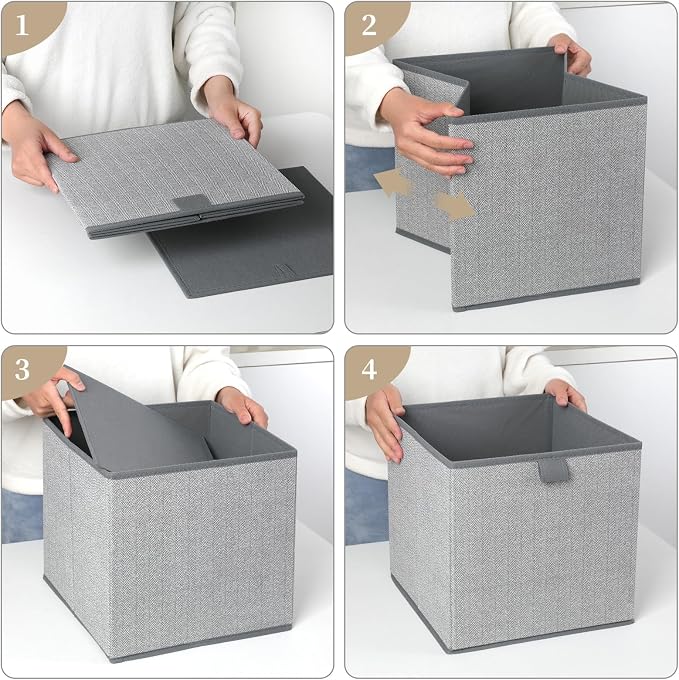 Storage Baskets, 11.8-Inch Woven Fabric Bins, Storage Cubes - Image 6