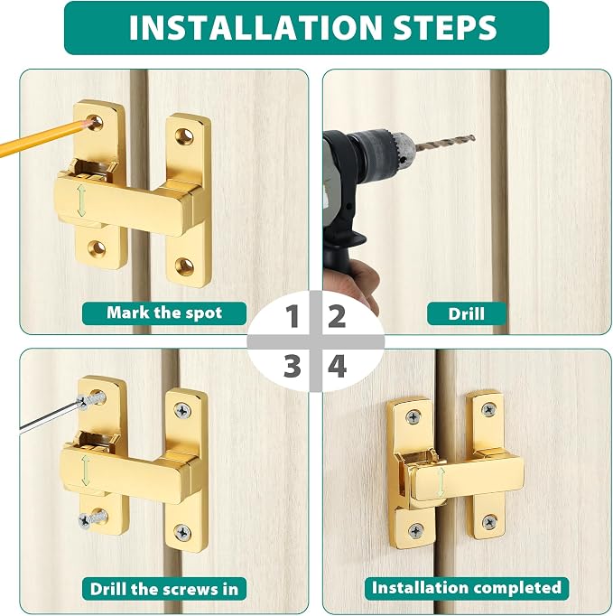 90/180 Degree Flip Latch Gate Latch, Heavy Duty Black Safety Door Lock Enhanced - Image 7