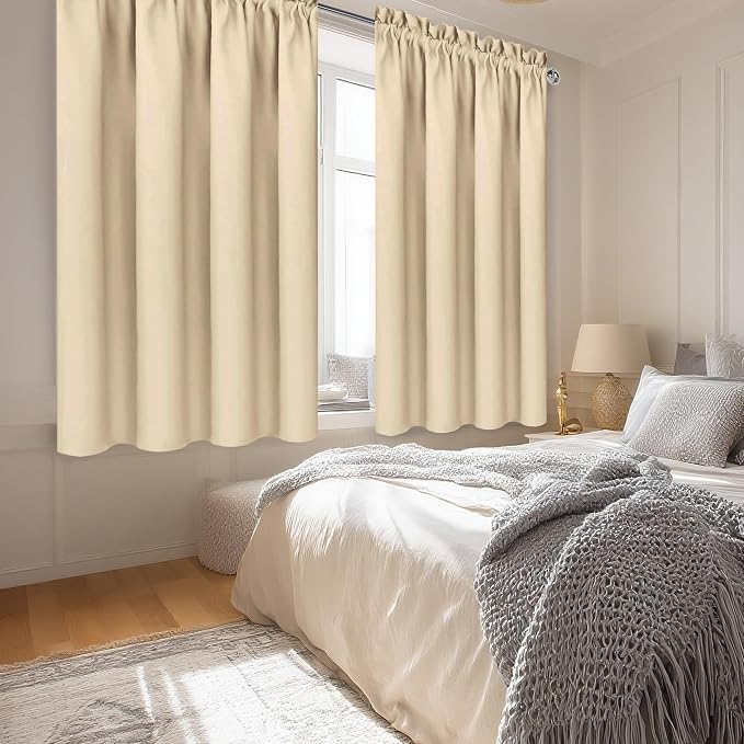 DWCN Beige Blackout Curtains for Bedroom – Rod Pocket Thermal Insulated Energy - Image 3