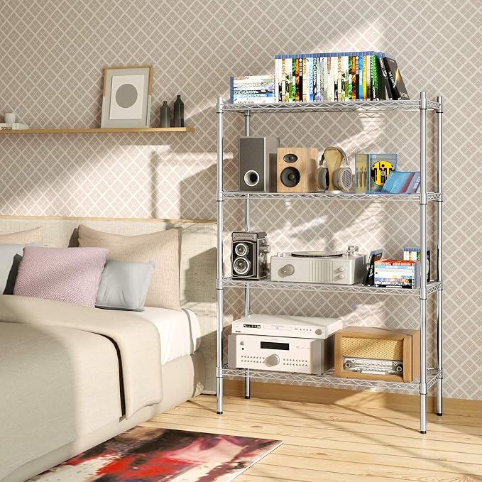 Auslar 4-Shelf Storage Wire Shelves Heavy Duty 4 Tiers Standing Shelving Units - Image 8