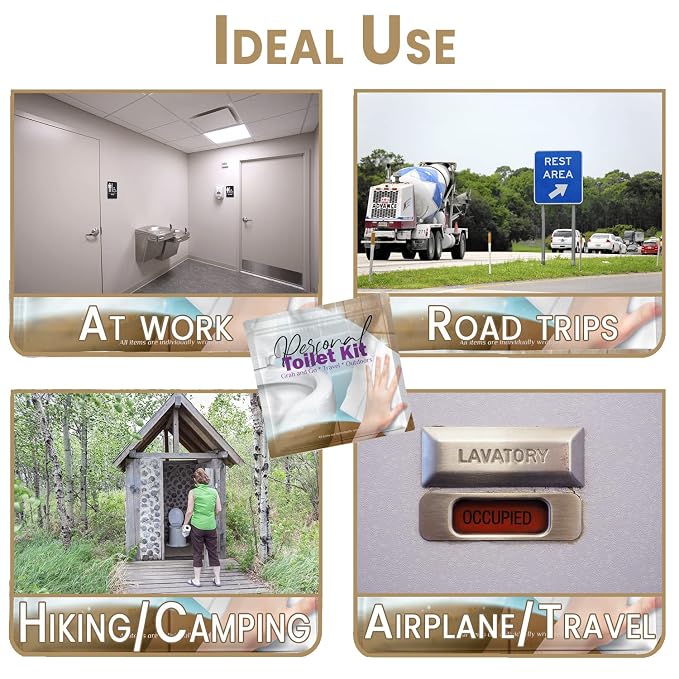 Personal Toilet Kit To Go – 10 Pack | Disposable Public Restroom Kit | - Image 3