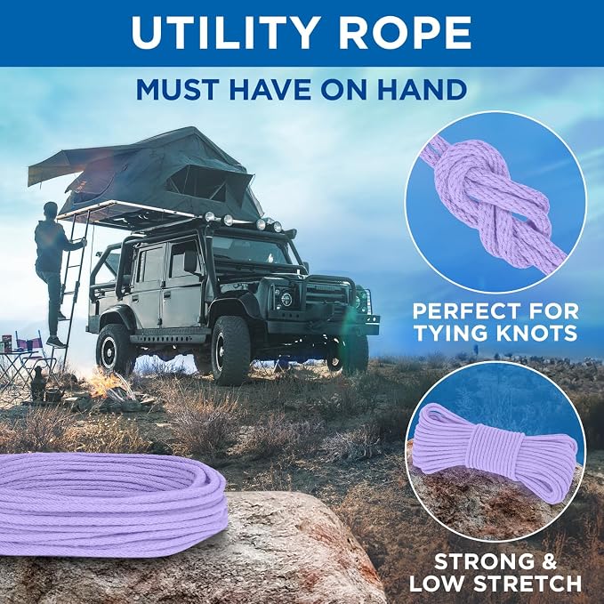 TECEUM Cotton Rope 3/16” – 100 FT – Strong All-Purpose Braided Rope – Natural - Image 2