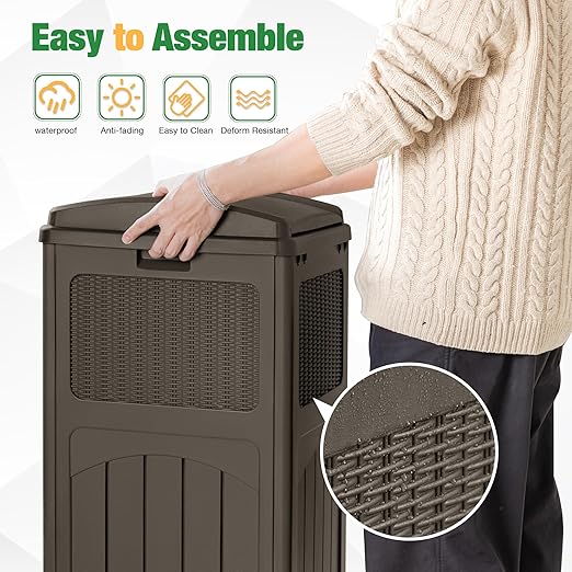 Flamaker 30 Gallon Trash Can, Resin Outdoor Garbage Can - Image 4