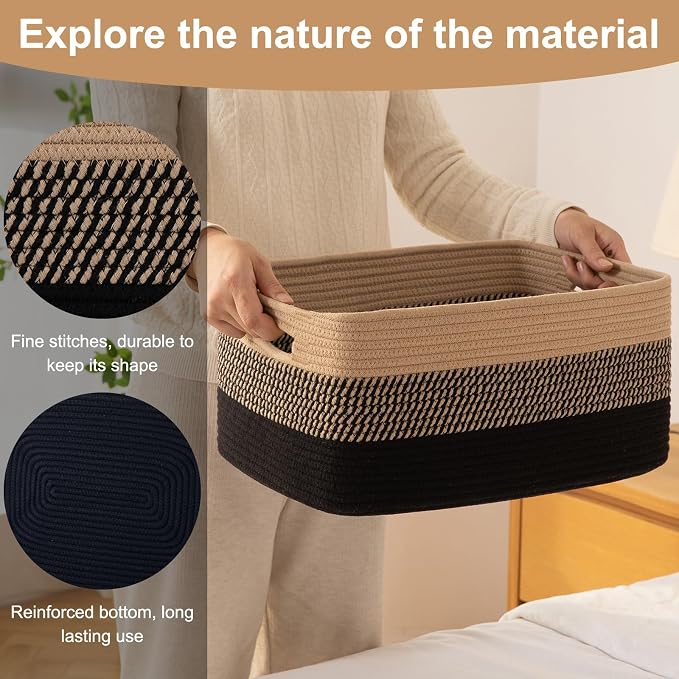 Large Storage Basket for Organizing, Woven Rope Basket for Shelves, Closet - Image 7