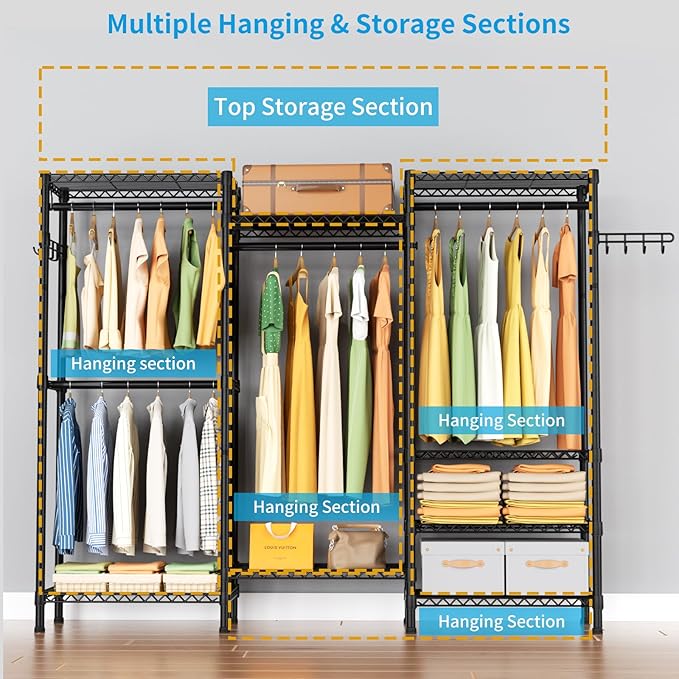 Heavy Duty Garment Rack Large Clothes Rack, Freestanding Closet Portable - Image 7