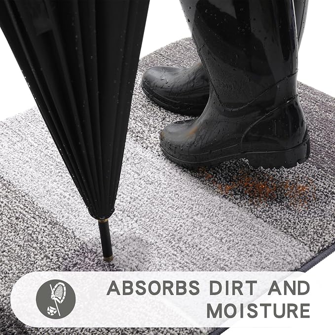 Kitinjoy Indoor Outdoor Door Mat, 47x20 Non-Slip Absorbent Dirt Trapper - Image 2