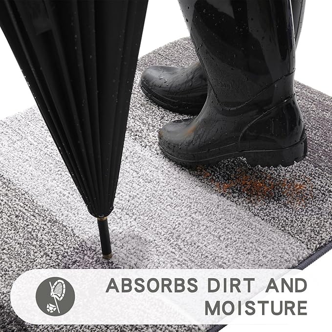 Kitinjoy Indoor Outdoor Door Mat, 59x20 Non-Slip Absorbent Dirt Trapper - Image 2
