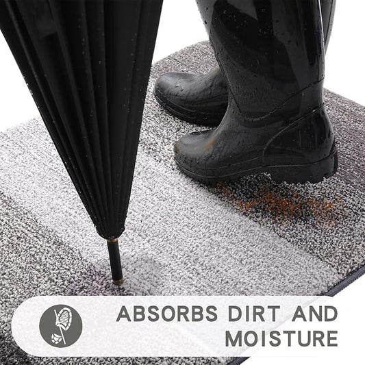 Kitinjoy Indoor Outdoor Door Mat, 36x24 Non-Slip Absorbent Dirt Trapper - Image 2