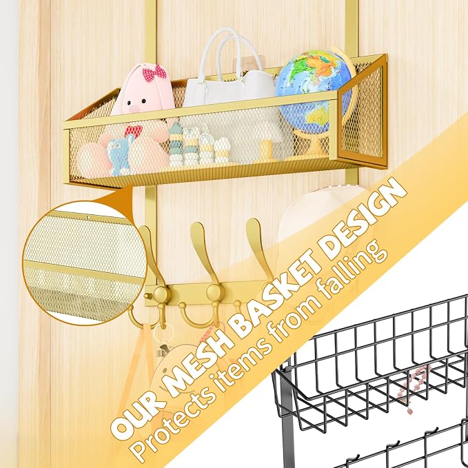 Over The Door Hooks Organizer, Coat Rack Over The Door Storage Hanger Towel Rack - Image 6