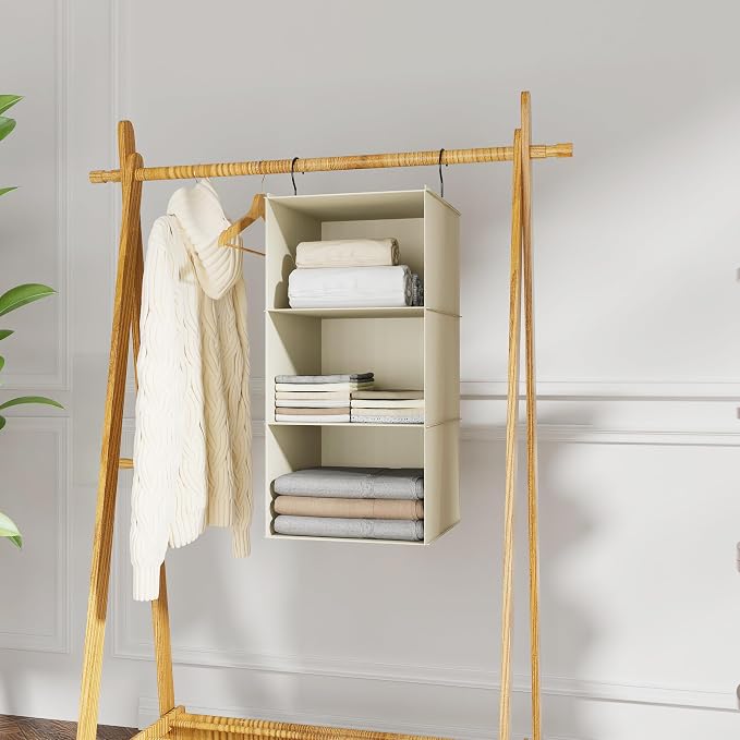 Hanging Closet Organizer and Storage 3-Shelf, Easy Mount Foldable Hanging - Image 2