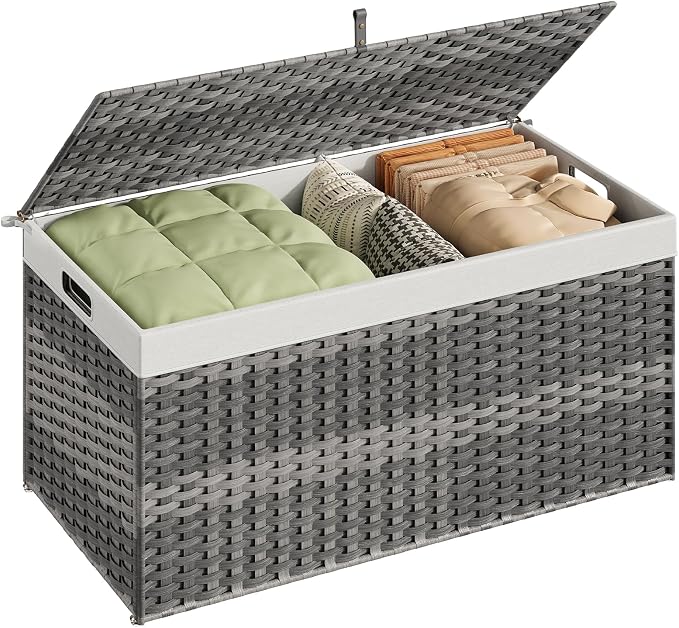 HOOBRO Storage Basket with Lid, 52.8 Gallon Wicker Basket, Handwoven Blanket - Image 7