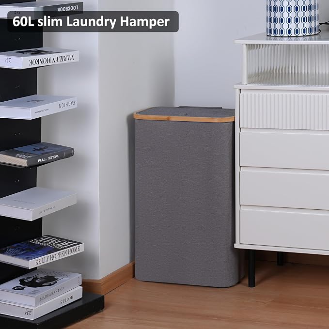 Slim Laundry Basket, 60L Laundry Hamper - Image 4