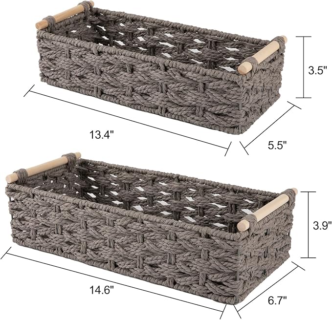 OIAHOMY Toilet Paper Baskets Handmade Paper Rope Decorative Wicker Storage Tank - Image 3