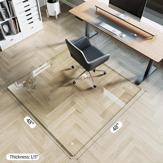 48" x 48" Glass Chair Mat, 1/5" Thick Office Chair Mat - Image 2