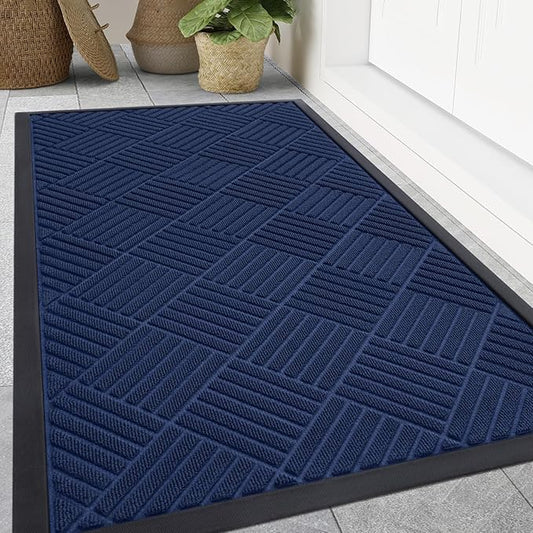 Smiry Front Door Mat Outside Entrance, Heavy Duty Outdoor Indoor Natural Rubber by Smiry