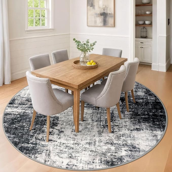 IOHOUZE Abstract Round Area Rug 8 Ft Washable Circle Rugs Large Round Rug Non - Image 2