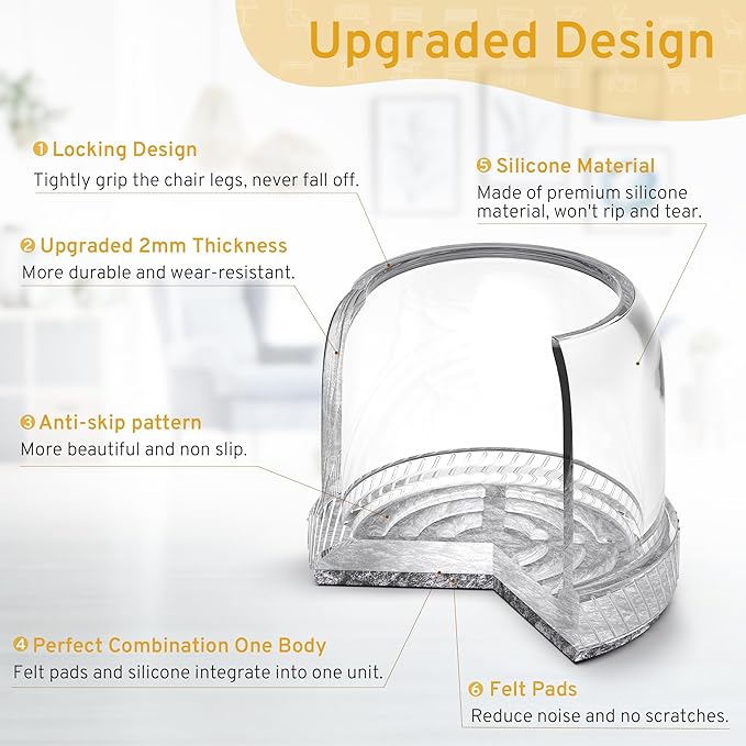 24PCS Round Chair Leg Floor Protectors, Furniture Sliders, Chair Leg Protectors - Image 2