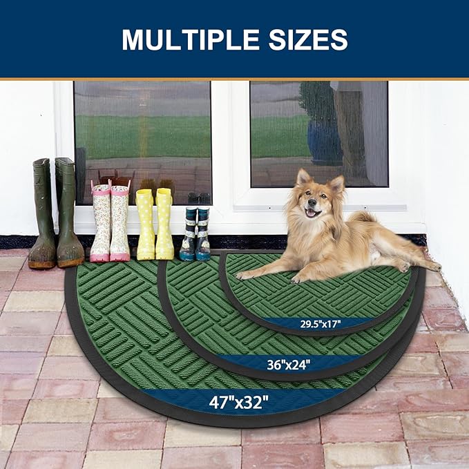 Smiry Half Circle Front Door Mat Outside Entrance, Heavy Duty Outdoor Indoor - Image 2