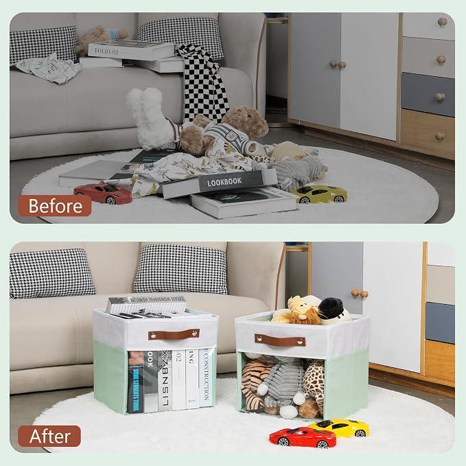 HNZIGE Clear Storage Cubes Bins 11 x 11, Fabric Storage Cube Bins - Image 4
