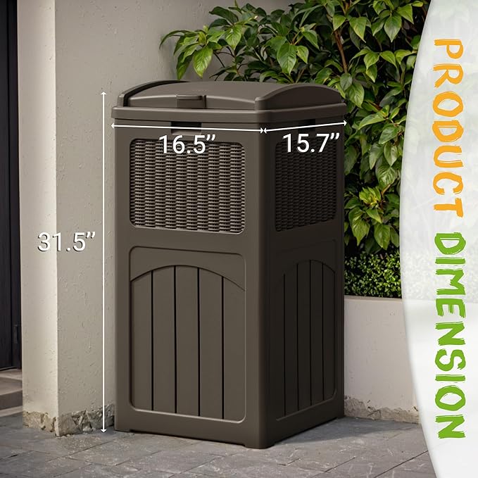 YESHOMY 33 Gallon Resin Outdoor Trash Can - Image 2