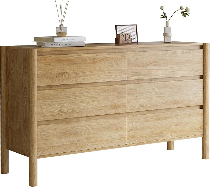Dresser for Bedroom with 6 Drawers, Wooden TV Stand, Closet Clothes Organizer - Image 9