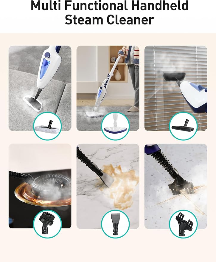 12-in-1 Steam Mop, Fast 15-Sec Heat-Up, 1500W Detachable Handheld Steam Cleaner - Image 3