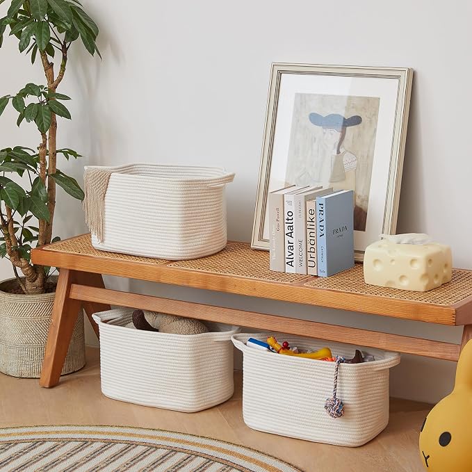 Cotton Rope Storage Basket 15"x10"x9" – Fabric Storage Bins - Image 4