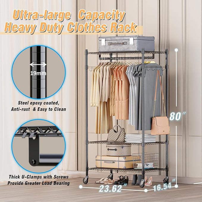 Homdox Heavy Duty Clothing Rack - Image 3