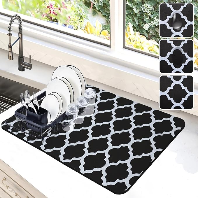 Dish Drying Mat for Kitchen Counter, Hide Stain Anti Absorbent for Kitchen by Etomiel