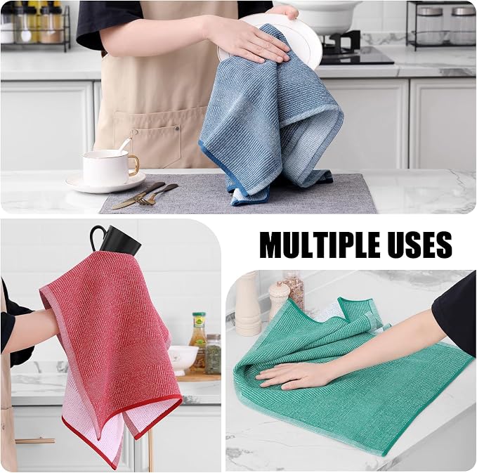 Homaxy Premium Kitchen Towels, Large Cotton Kitchen Hand Towels, Flat and Terry - Image 4