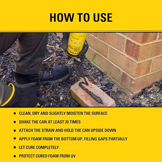 Stanley F903 Black Spray Foam Sealant – Waterproof Expanding Polyurethane Foam - Image 7
