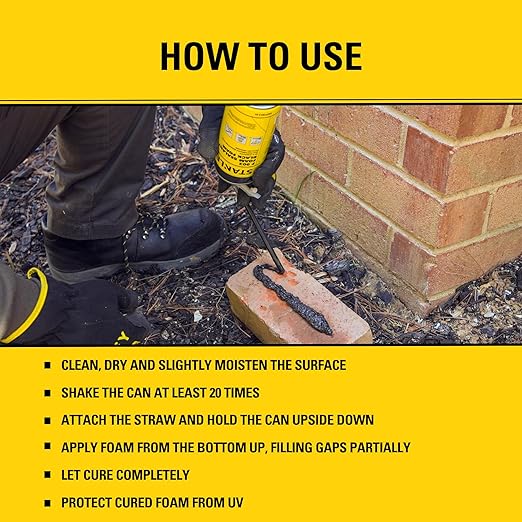 Stanley F903 Black Spray Foam Sealant – Waterproof Expanding Polyurethane Foam - Image 7