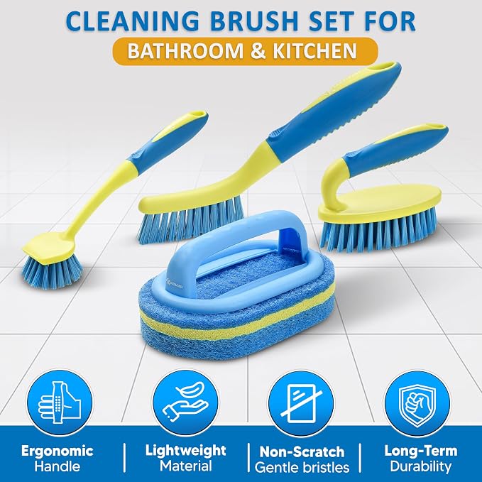 Scrub Brush Set for Bathroom Kitchen Bathtub Toilet Deep Cleaning Brush Tools - Image 6