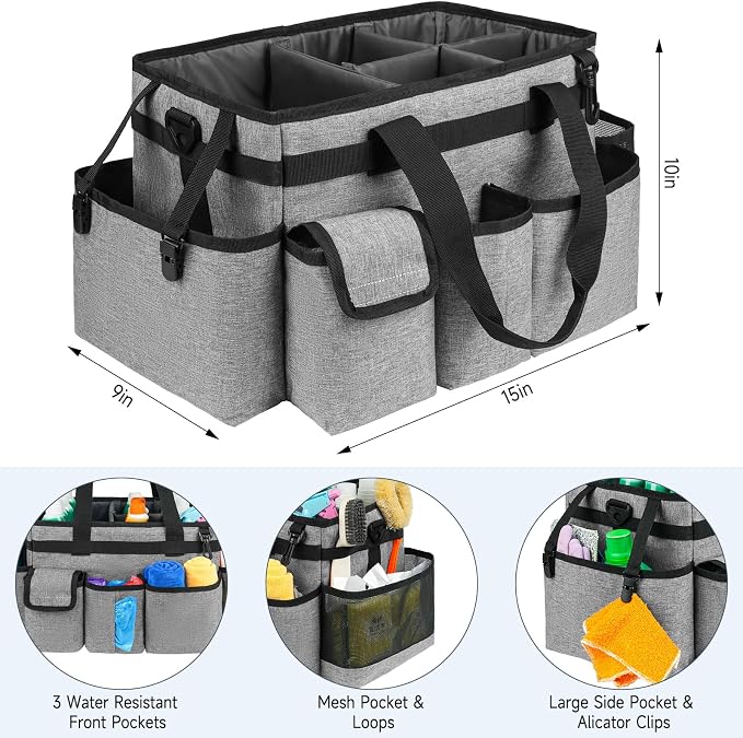 Cleaning Caddy Bag, Large Cleaning Supplies Organizer - Image 3