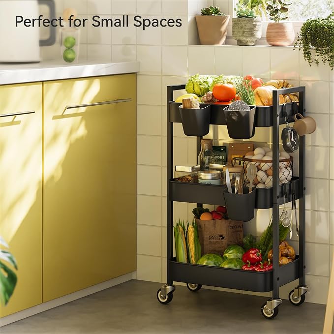 3 Tier Rolling Cart, Utility Cart - Image 2