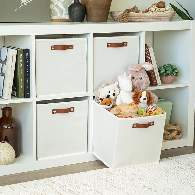 OrganiHaus White 12x12 Fabric Storage Bins - Image 3