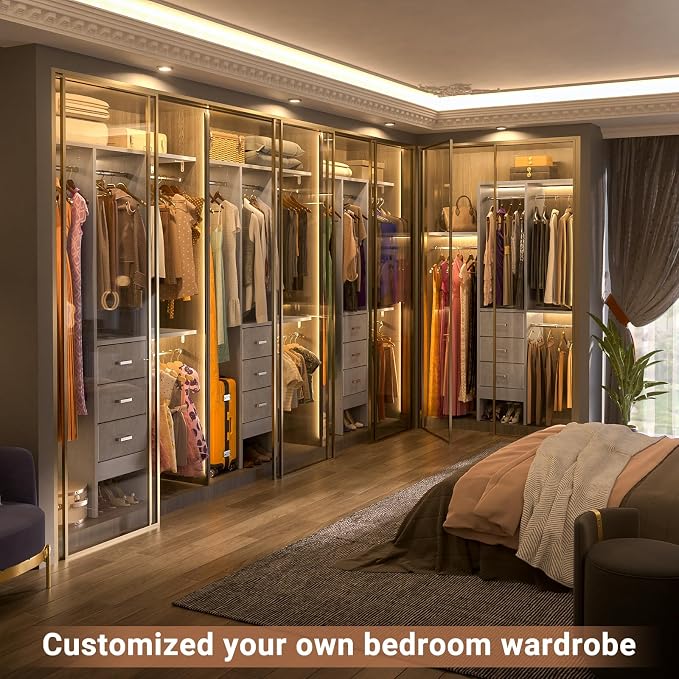 4FT Small Closet System with 3 Fabric Drawers, Flexible Built-In Clothes - Image 5