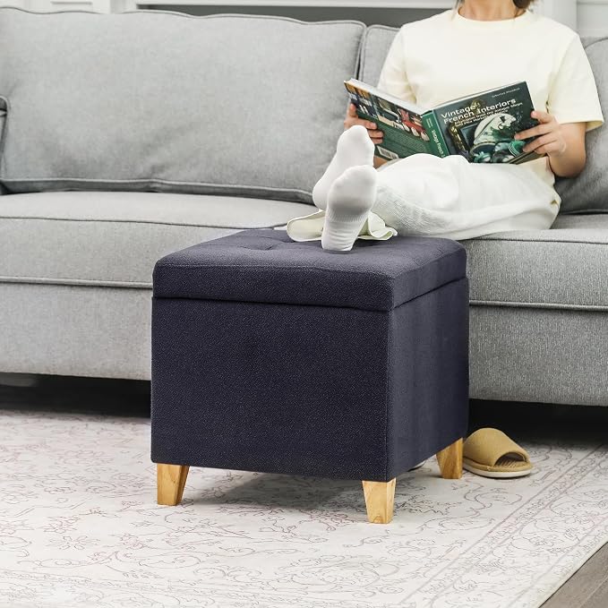 Adeco Fabric Storage Ottoman Bench - Image 3
