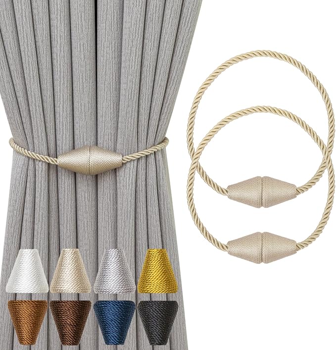 Magnetic Curtain Tiebacks 2 Pack Outdoor Rope Curtain Tie Backs Decorative by CurtainTiebacks