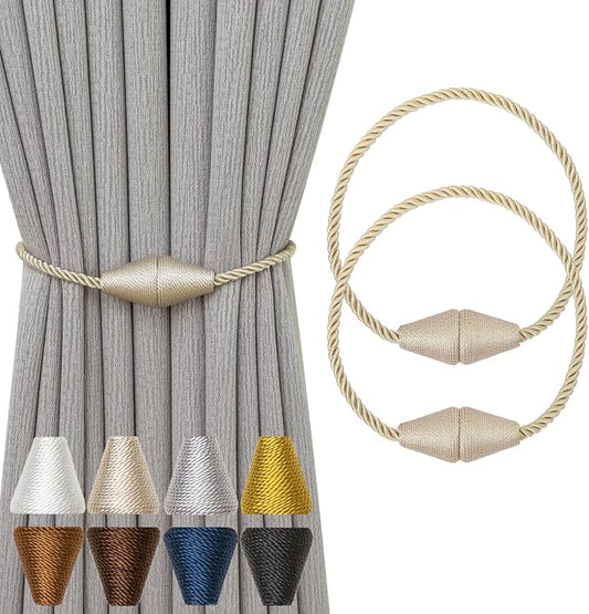 Magnetic Curtain Tiebacks 2 Pack Outdoor Rope Curtain Tie Backs Decorative by CurtainTiebacks