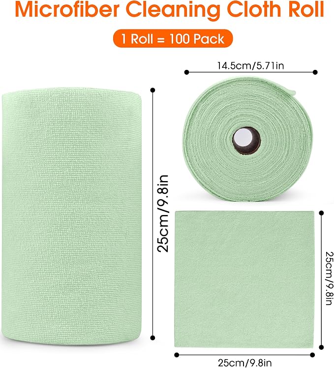 Roll of Microfiber Cleaning Cloth –100 Pack, Tear Away Microfiber Towels - Image 6