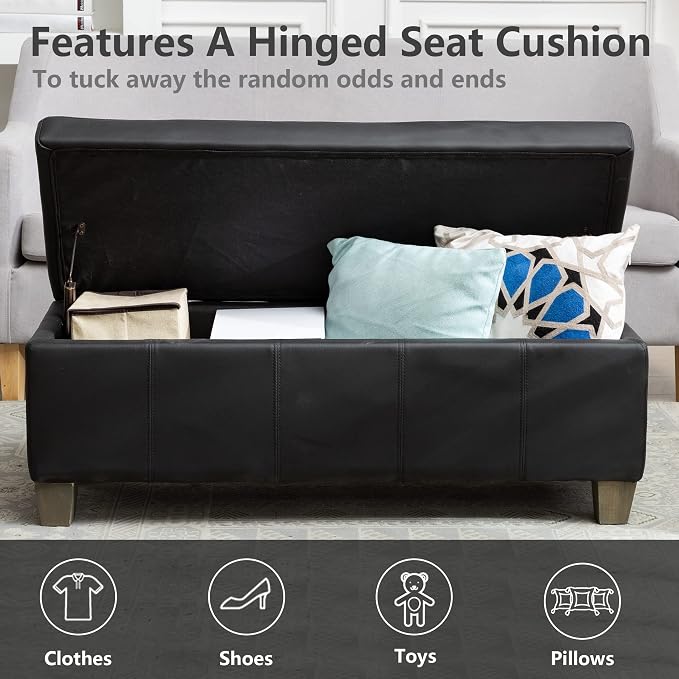 Black Faux Leather Ottoman - Image 7