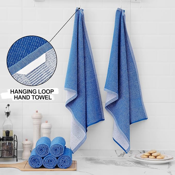 Homaxy Premium Kitchen Towels, Large Cotton Kitchen Hand Towels, Flat and Terry - Image 3