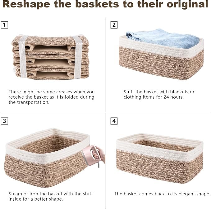 3 Pack Small Storage Baskets for Organizing, Cute Woven Decorative Gift Baskets - Image 7