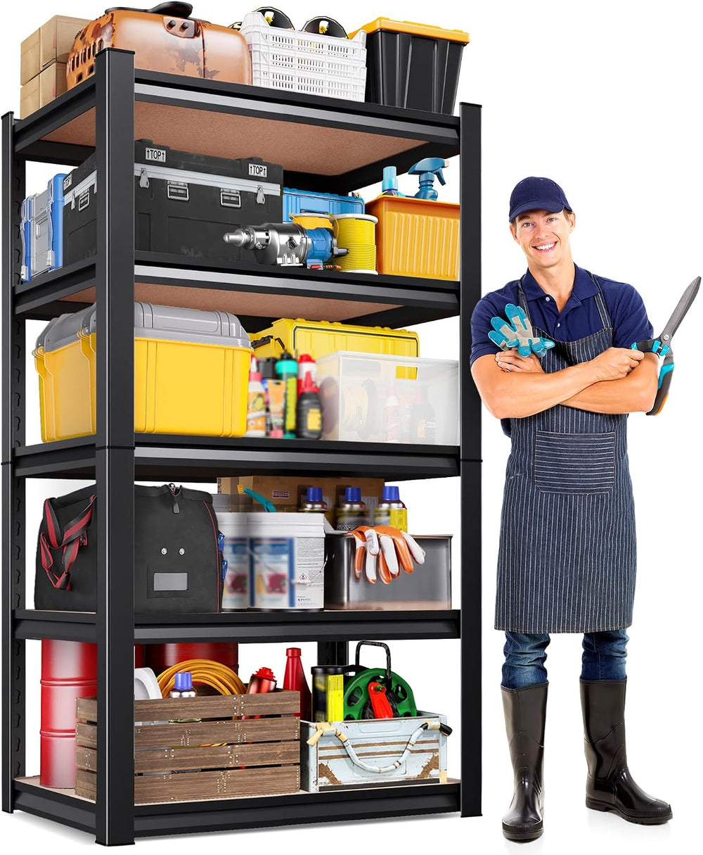 71"H x 28"W x 12"D Garage Shelving Unit, 5-Tier Heavy Duty Met...