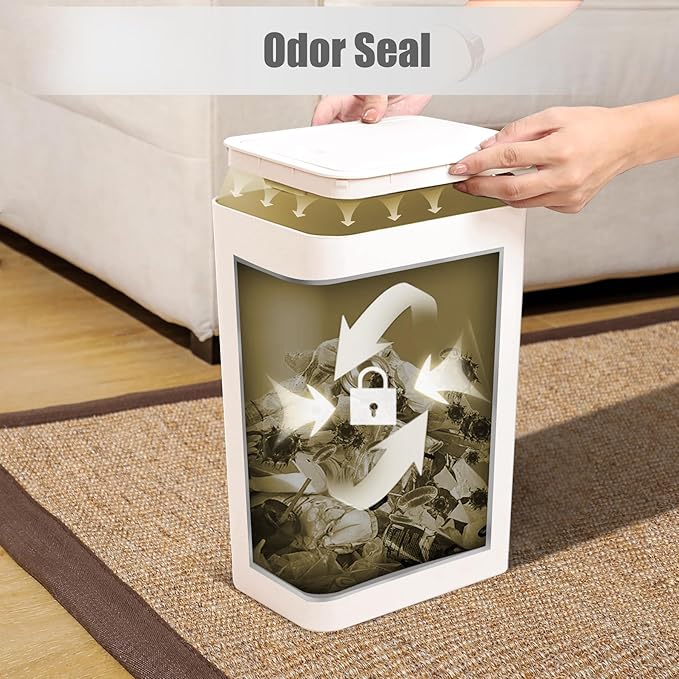 TIPGO Bathroom Trash Can with Lid, 10 Liter/ 2.6 Gallon Slim Garbage Can - Image 5