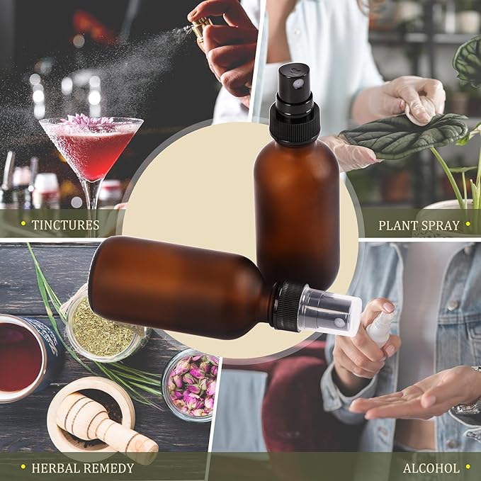 Amber Glass Small Spray Bottles 2 oz 24 Packs, Fine Mist Sprayer Pretty Finish - Image 6