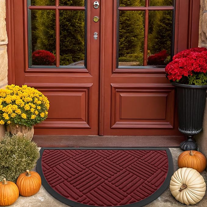 Smiry Half Circle Front Door Mat Outside Entrance, Heavy Duty Outdoor Indoor - Image 9