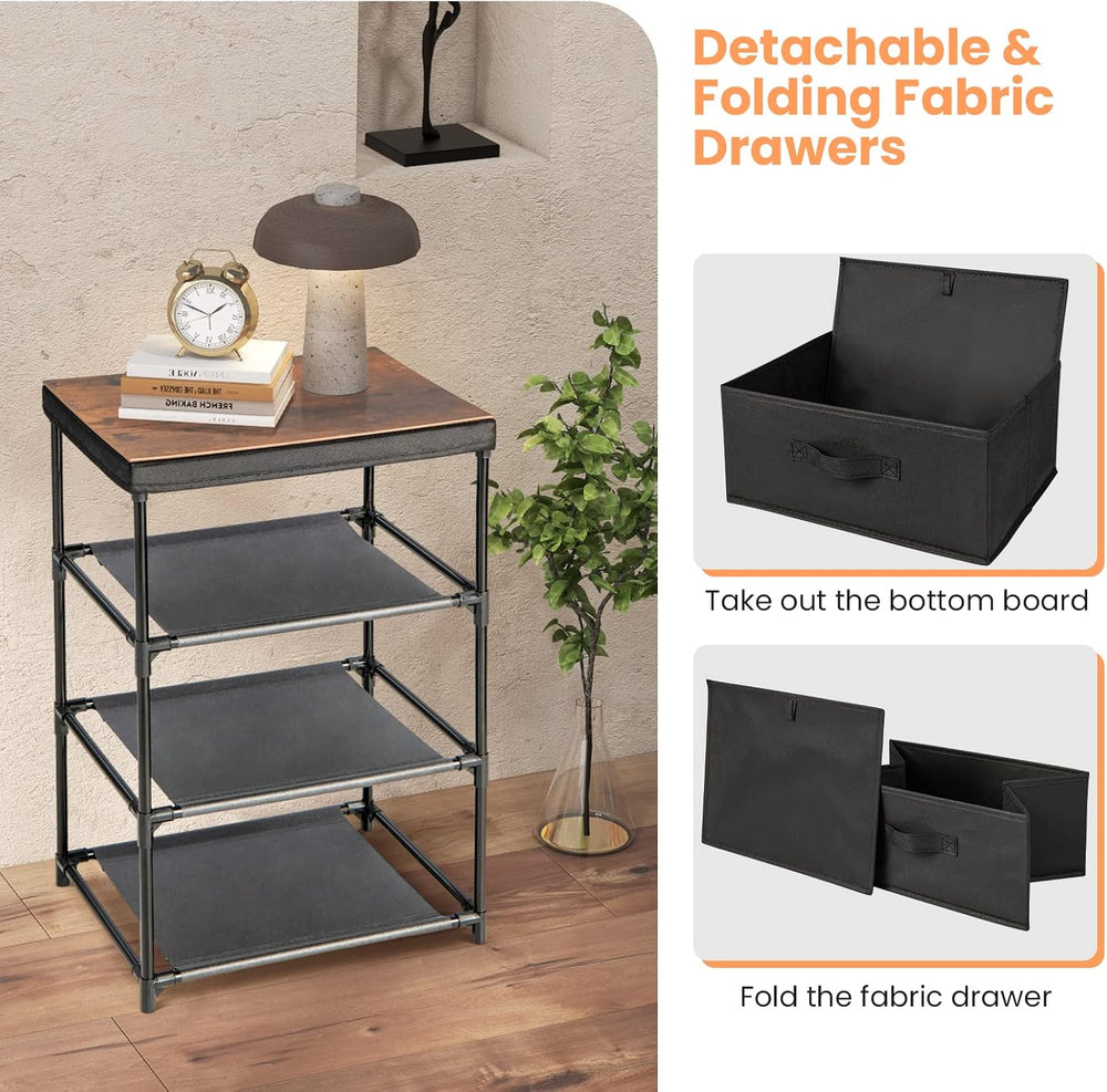 GOFLAME Fabric Dresser Set of 2 with 3 Drawers, Nightstand for Bedroom, Bedsi...
