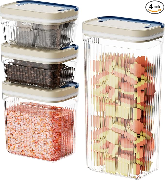 Flip-Lock Airtight Food Storage Containers 4-PC, Leakproof Ring Seal Top by LINKLIFE